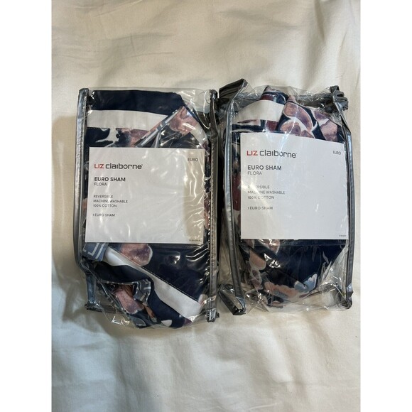 Liz Claiborne Pillow Shams. Euro Shams. Flora. Set of 2. Cotton. Reversible.... - Picture 1 of 4